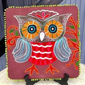 Pier 1 Imports Owl Embroidered Wall Art